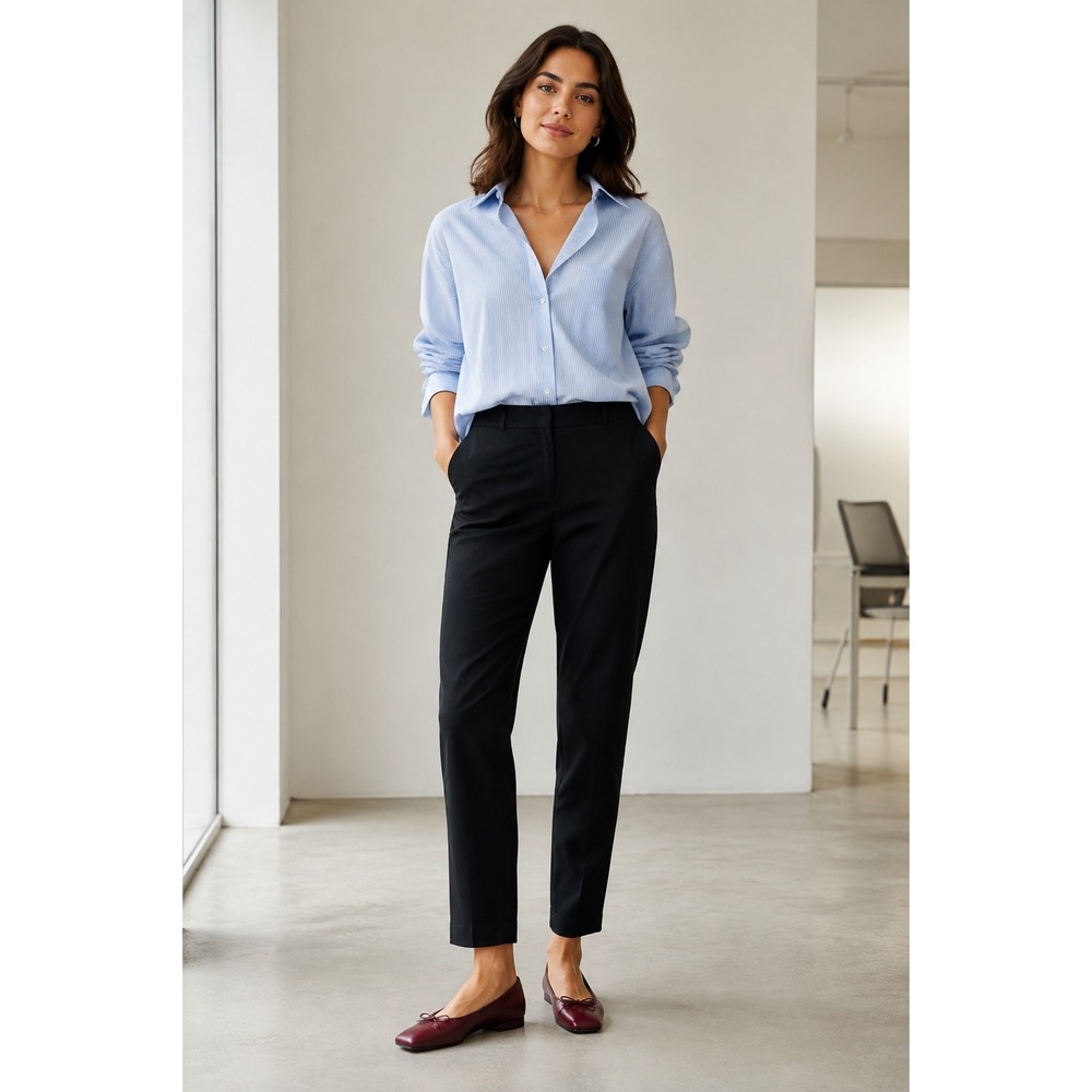 Talbots Chatham Black Ankle Pants Side Zip Slim Leg Trousers Womens Size 10